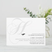 Klaar voor Take Off H Initiaal bruiloft uitnodigin Kaart (Staand voorkant)