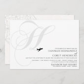 Klaar voor Take Off H Initiaal bruiloft uitnodigin Kaart (Voorkant / Achterkant)