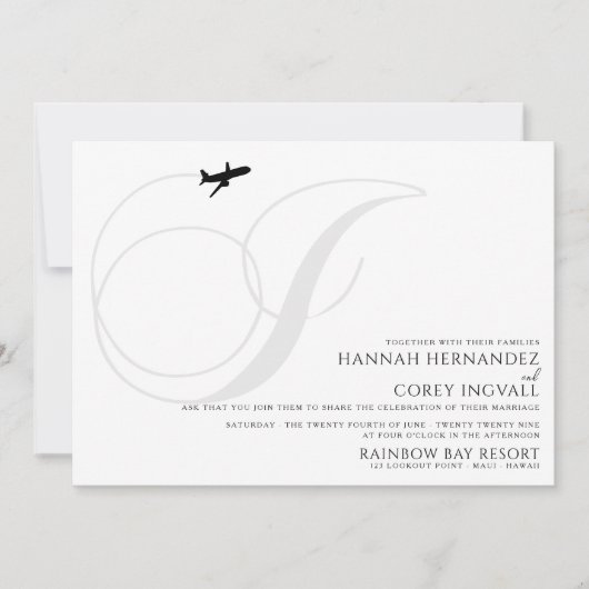 Klaar voor Take Off I Initiaal huwelijksuitnodigin Kaart (Voorkant)