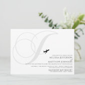 Klaar voor Take Off J Initiaal bruiloft uitnodigin Kaart (Staand voorkant)