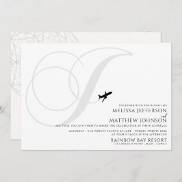 Klaar voor Take Off J Initiaal bruiloft uitnodigin Kaart