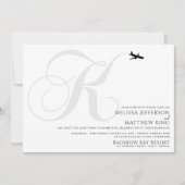 Klaar voor Take Off K Initiaal bruiloft uitnodigin Kaart (Voorkant)