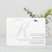 Klaar voor Take Off K Initiaal bruiloft uitnodigin Kaart (Staand voorkant)