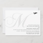 Klaar voor Take Off M Initiaal bruiloft uitnodigin Kaart (Voorkant)