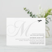 Klaar voor Take Off M Initiaal bruiloft uitnodigin Kaart (Staand voorkant)