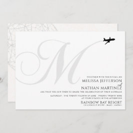 Klaar voor Take Off M Initiaal bruiloft uitnodigin Kaart