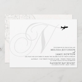 Klaar voor Take Off N Initiaal huwelijksuitnodigin Kaart