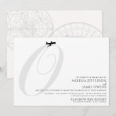 Klaar voor Take Off O Initiaal bruiloft uitnodigin Kaart (Voorkant / Achterkant)