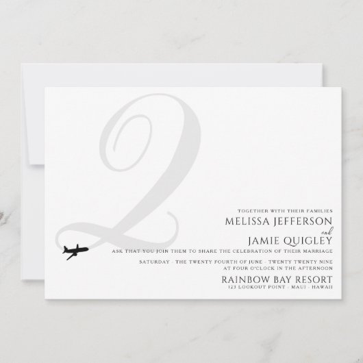 Klaar voor Take Off Q Initiaal bruiloft uitnodigin Kaart (Voorkant)