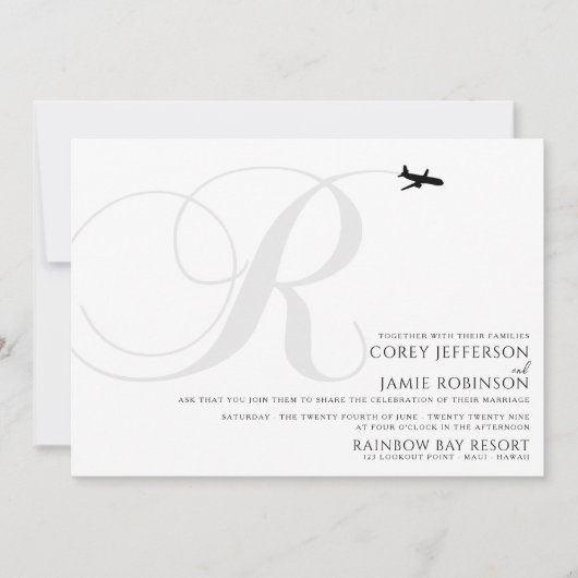 Klaar voor Take Off R Initiaal huwelijksuitnodigin Kaart (Voorkant)