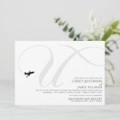 Klaar voor Take Off U Initiaal bruiloft uitnodigin Kaart (Staand voorkant)