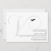 Klaar voor Take Off V Initiaal bruiloft uitnodigin Kaart (Voorkant)