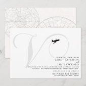 Klaar voor Take Off V Initiaal bruiloft uitnodigin Kaart (Voorkant / Achterkant)