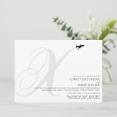 Klaar voor Take Off X Initiaal bruiloft uitnodigin Kaart (Staand voorkant)