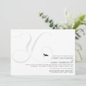 Klaar voor Take Off Y Initiaal bruiloft uitnodigin Kaart (Staand voorkant)