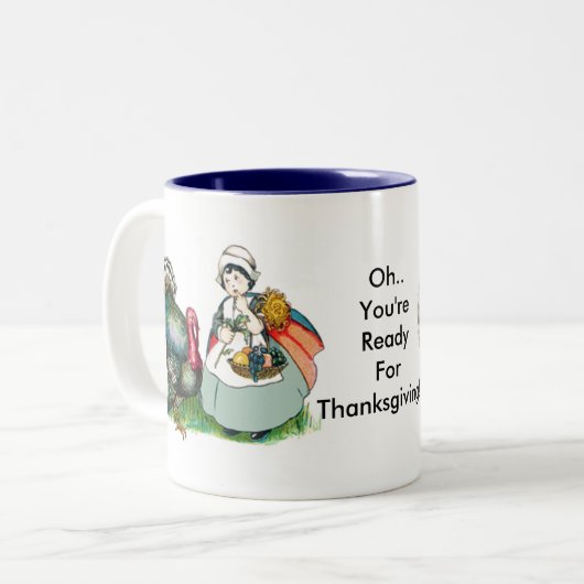  klaar voor Thanksgiving Tweekleurige Koffiemok (Voorkant links)