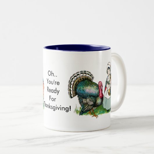  klaar voor Thanksgiving Tweekleurige Koffiemok (Voorkant rechts)