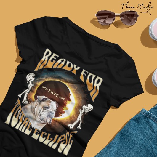 Klaar voor Total Eclipse 2024 Schattige Dog  T-shirt