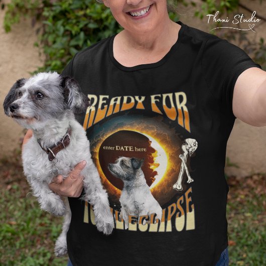 Klaar voor Total Eclipse 2024 Schattige Dog T-shirt