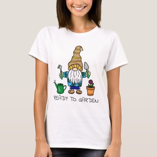 Klaar voor tuin | Cute Gardening Gnome T-shirt (Voorkant)