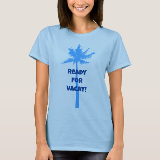 Klaar voor Vacay Palm Tree Blue T-shirt (Voorkant)