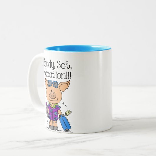 Klaar voor vakantie tweekleurige koffiemok (Voorkant links)