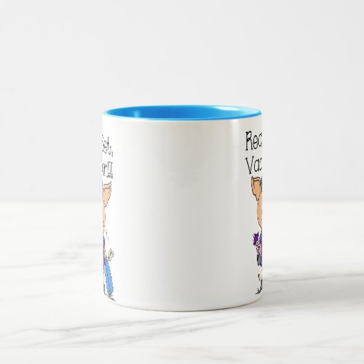 Klaar voor vakantie tweekleurige koffiemok (Center)