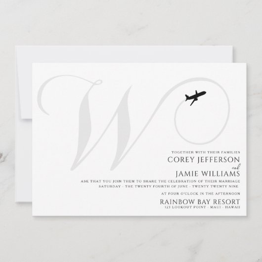 Klaar voor vertrek W initiële trouw uitnodiging (Voorkant)