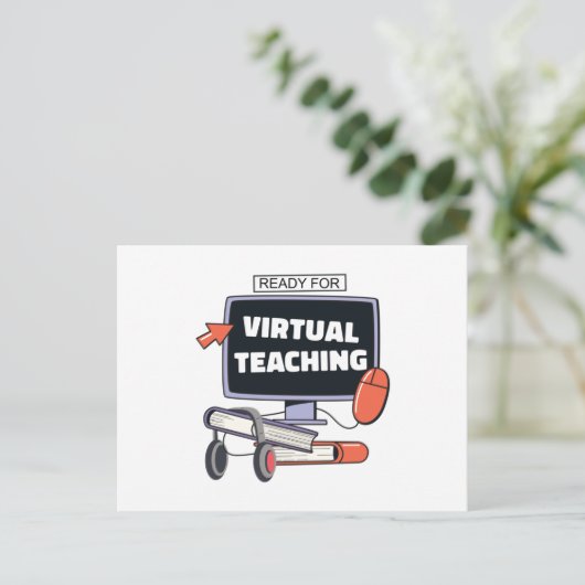 Klaar voor virtueel onderwijs briefkaart (Staand voorkant)