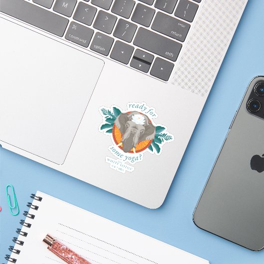 Klaar voor yoga? - De witte lotus Sticker (Laptop met iPhone)