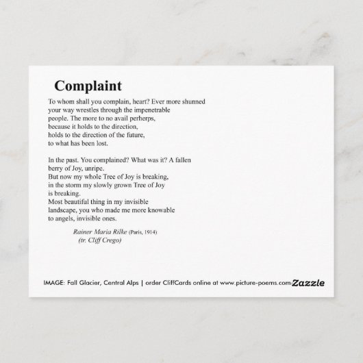 KLACHT BRIEFKAART (Achterkant)