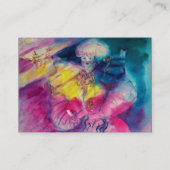 KLACHT MET OWL EN VIOLIN, geel, roze blauw Visitekaartje (Achterkant)