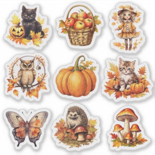 Kladblok herfst aquarel scrapbook papierwaren sticker (Voorkant)