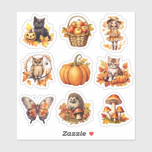 Kladblok herfst aquarel scrapbook papierwaren sticker (Vel)