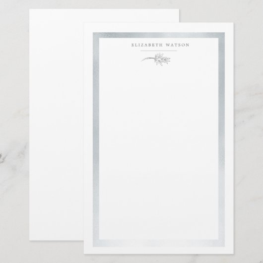 Kladende kronische zilvermonogram briefpapier (Voorkant / Achterkant)