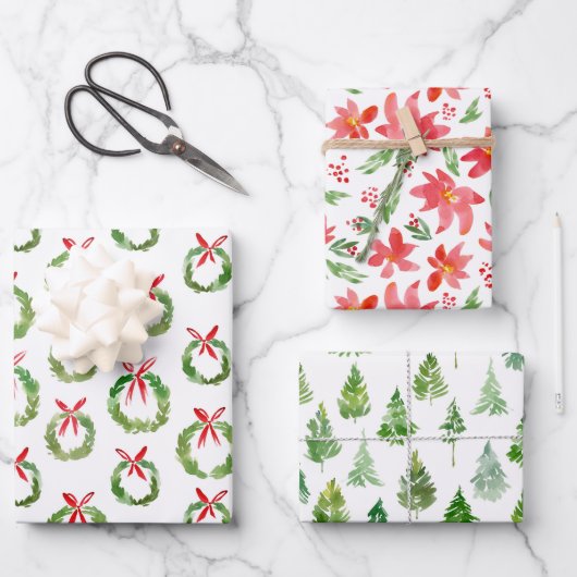 Kladwaterverf Kerstmis Inpakpapier Vel (Voorkant)