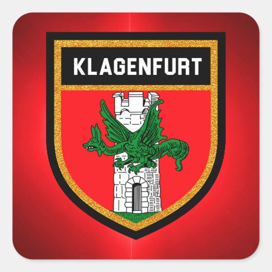 Klagenfurt Flag Vierkante Sticker (Voorkant)