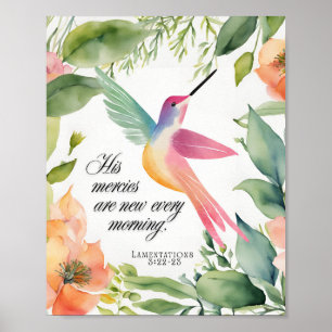 Klagzangen 3:22-23 Kolibrie Christelijk Poster