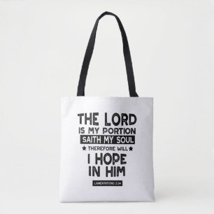 Klagzangen 3:24 De Heere is Mijn Deel Quotes Tote Bag