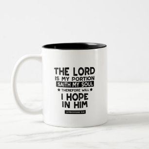 Klagzangen 3:24 De HEERE is Mijn Portie Quotes Tweekleurige Koffiemok