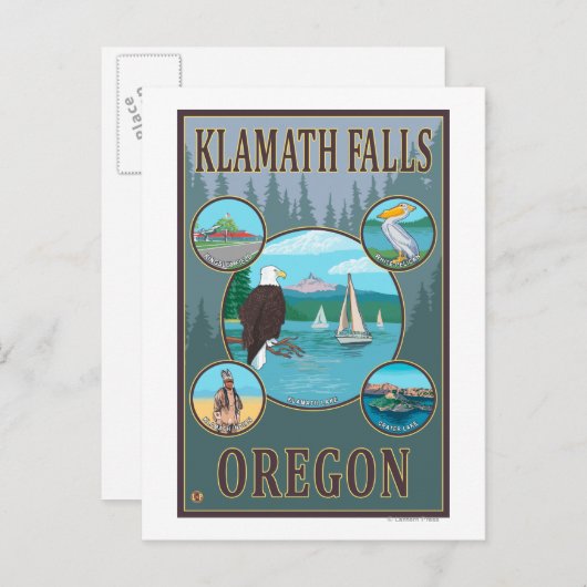 Klamath-Herfsten, OregonScene Travel Poster Briefkaart (Voorkant / Achterkant)