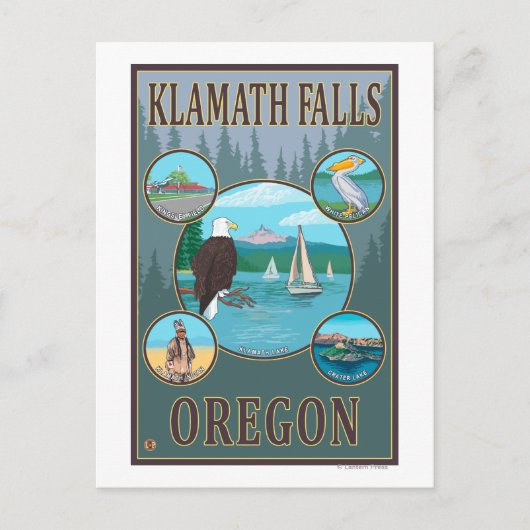 Klamath-Herfsten, OregonScene Travel Poster Briefkaart (Voorkant)