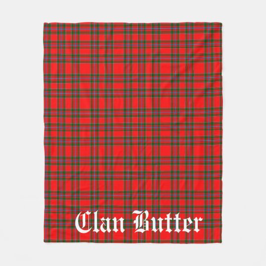 Klan Butter Tartan en aangepaste tekst Fleece Deken (Voorkant)