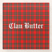 Klan Butter Tartan en aangepaste tekst Glazen Onderzetter (Voorkant)