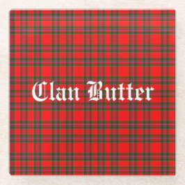 Klan Butter Tartan en aangepaste tekst Glazen Onderzetter