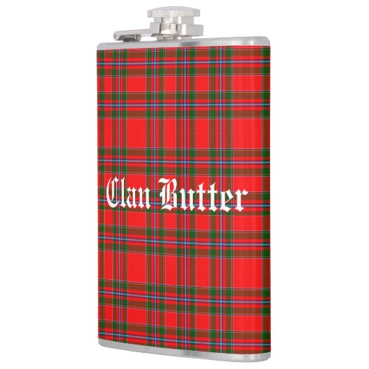 Klan Butter Tartan en aangepaste tekst Heupfles (Links)