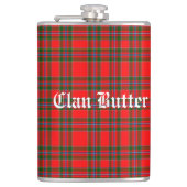 Klan Butter Tartan en aangepaste tekst Heupfles (Voorkant)