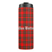 Klan Butter Tartan en aangepaste tekst Thermosbeker (Voorkant)