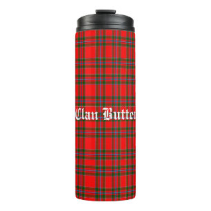 Klan Butter Tartan en aangepaste tekst Thermosbeker