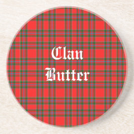 Klan Butter Tartan en aangepaste tekst Zandsteen Onderzetter